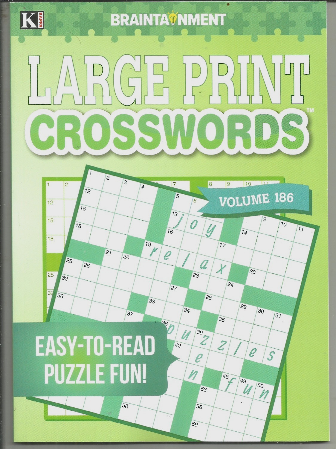 Large Print Crossword Book Braintainment NEW 80 PAGES, FREE SHIPPING