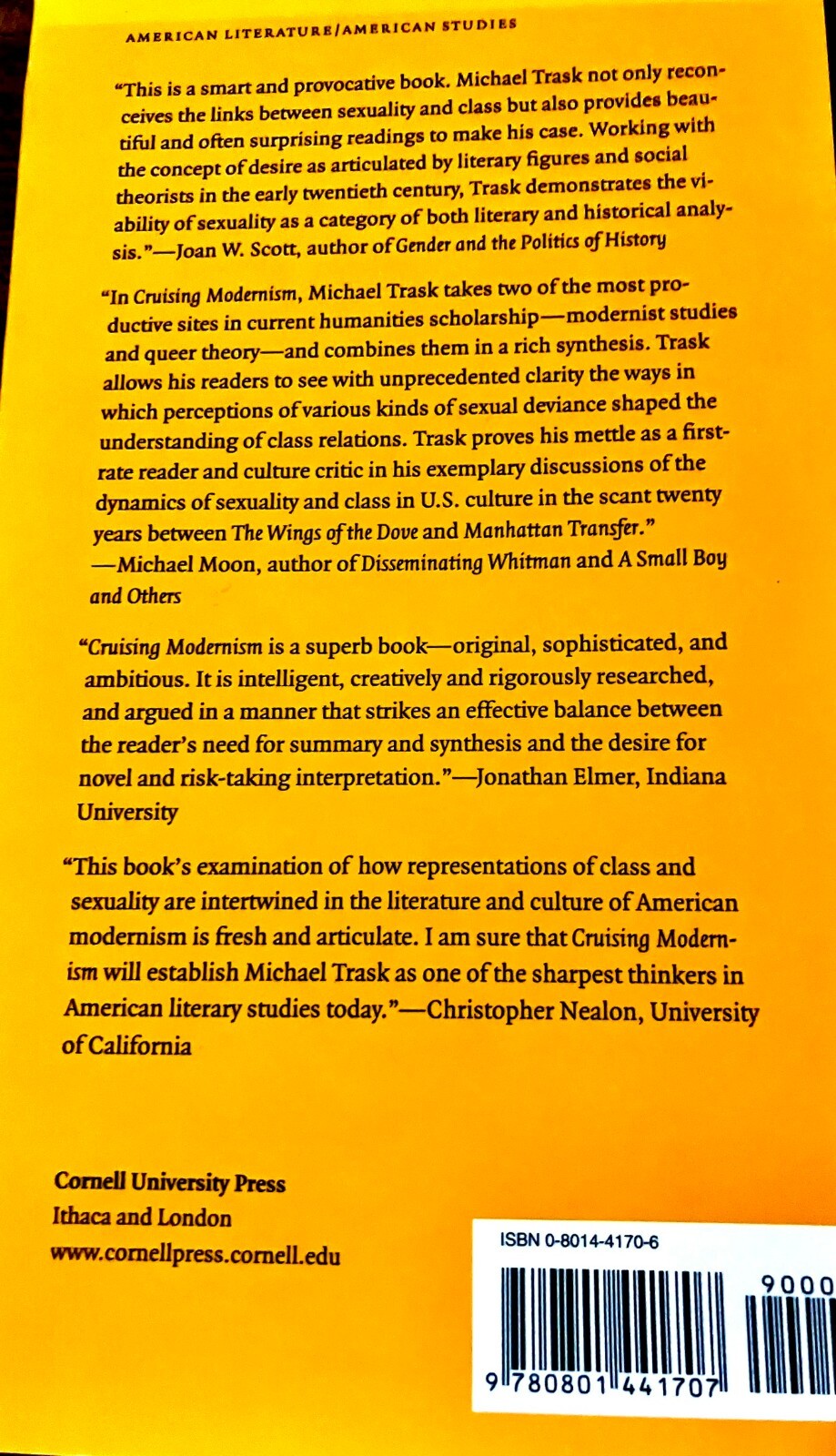 CRUISING MODERNISM: CLASS AND SEXUALITY IN AMERICAN By Michael Trask – Hardcover